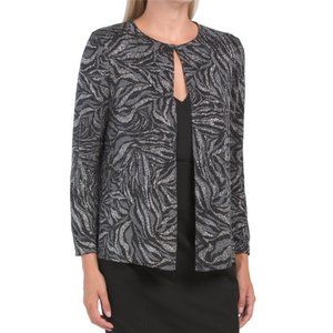 ANNE KLEIN  Short Abstract Animal Print Metallic Jacket  - Size S